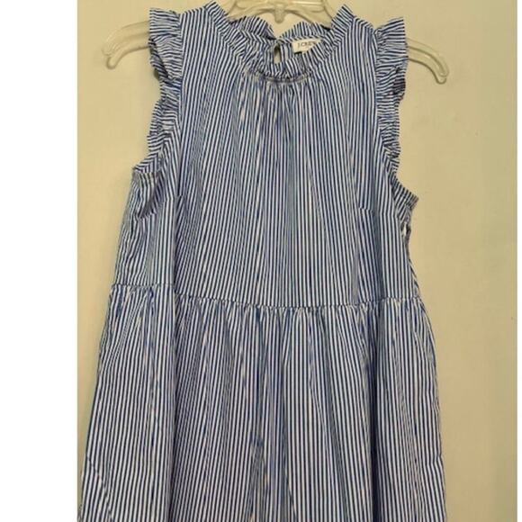 J. Crew Dress Tiered Ruffles Pin Striped Midi 6 Petite A-Line Sleeveless 6P - Picture 5 of 9